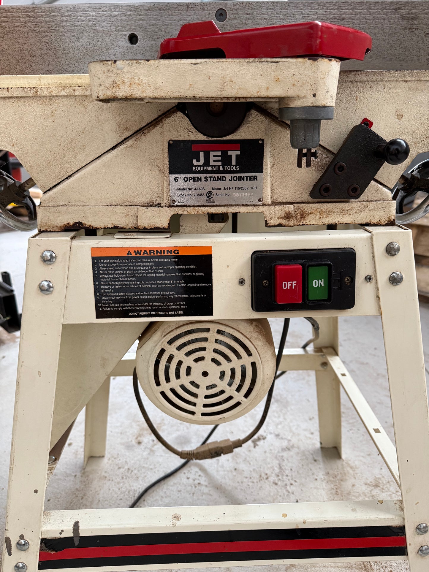 JET Open Stand Jointer