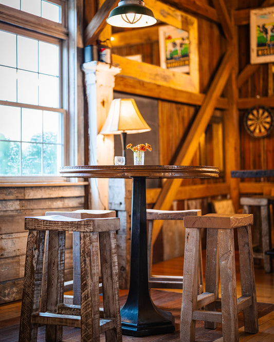 Copper Pub Table with Steel Pedestal Base